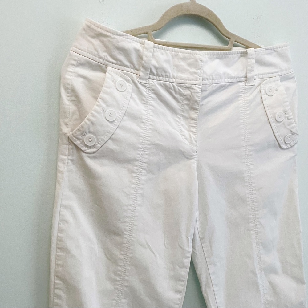 White Crop Fitted Pants for Casual Outings Cruise Beachwear by Ann Taylor LOFT